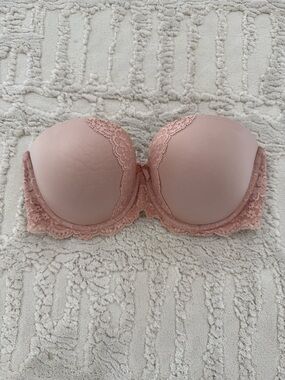 Victoria's Secret Strapless Lace Nude Bra 34DD